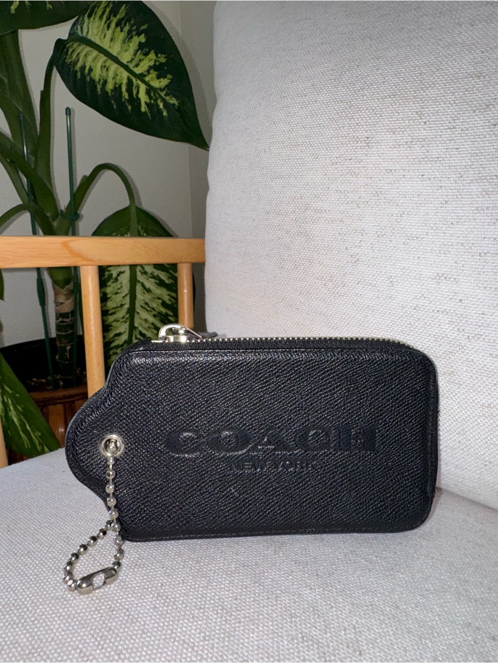 RARE Coach Oversized Hangtag Black Leather Red Polka Dot Wallet Case Pouch L1481